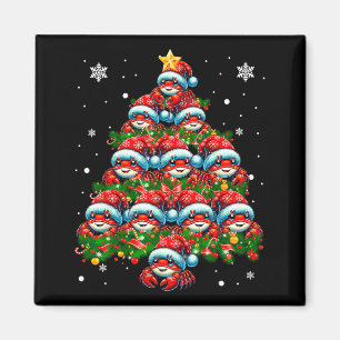 Crab Lighting Xmas Holiday Santa Crab Christmas Tr Magnet