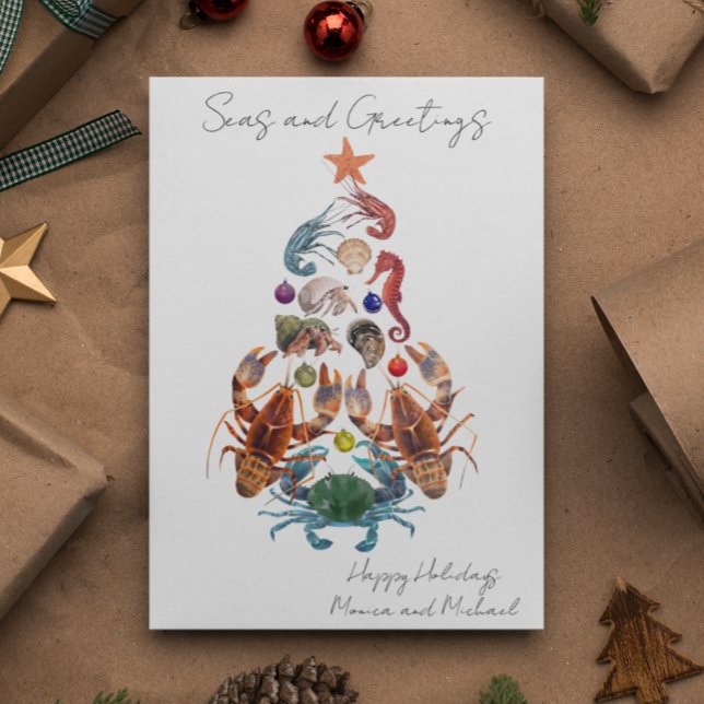Crab Lobster Christmas Tree Crustacean Sea  Card (Creator Uploaded)