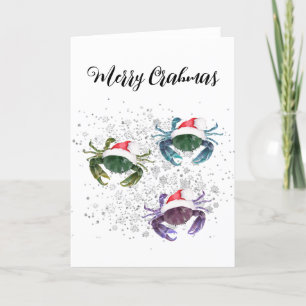 Crab Love Christmas Colourful Crustacean   Holiday Card