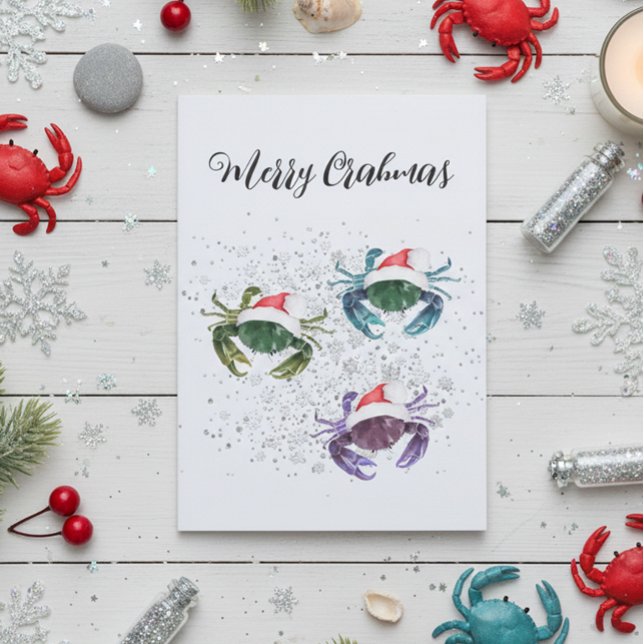 Crab Love Christmas Colourful Crustacean   Holiday Card (Creator Uploaded)