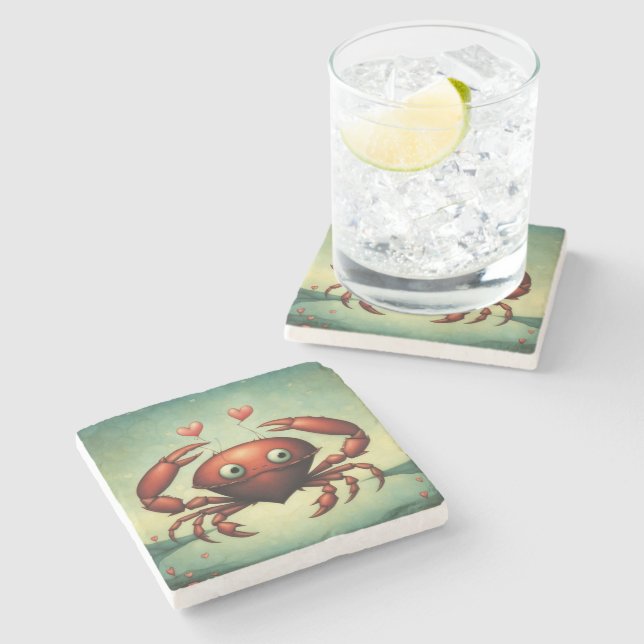 Crab Love Stone Coaster (Side)