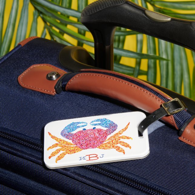 Crab Luggage Tag with Initials (Front Insitu 3)