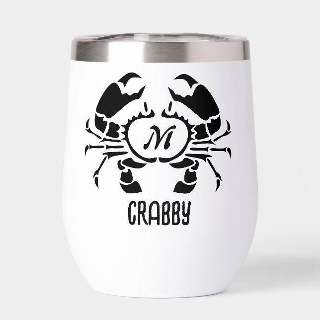 Crab Monogram in a Black Stencil Style (Back)