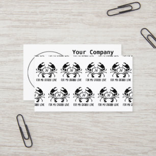 Crab Monogram in a Black Stencil Style Business Card