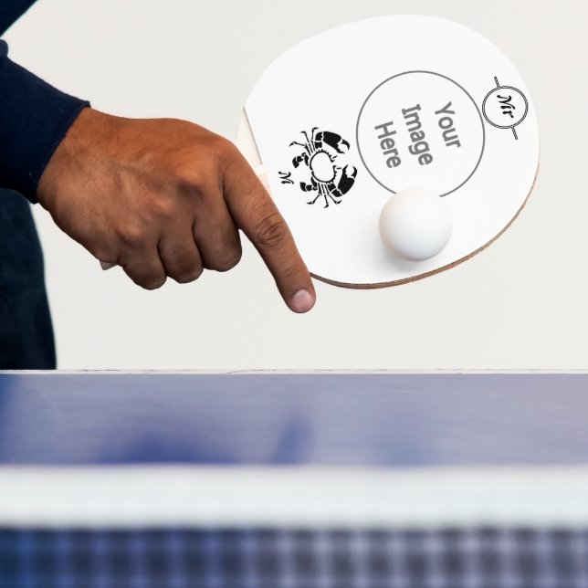 Crab Monogram in a Black Stencil Style Ping Pong Paddle (Insitu)