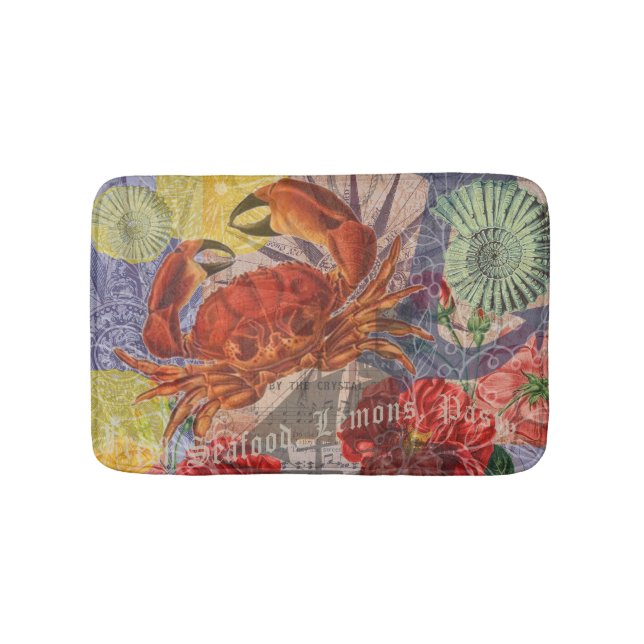 Crab Nautical Beach Seafood Art Bath Mat (Front)