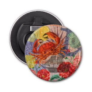 Crab Nautical Beach Seafood Art Bottle Opener