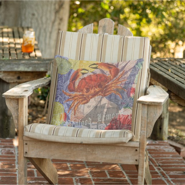 Crab Nautical Beach Seafood Art Cushion (Chair)