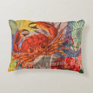 Crab Nautical Beach Seafood Art Decorative Cushion