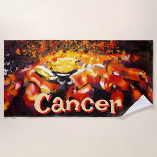 Crab Nautical Coastal Beach Cancer Personalised Towel