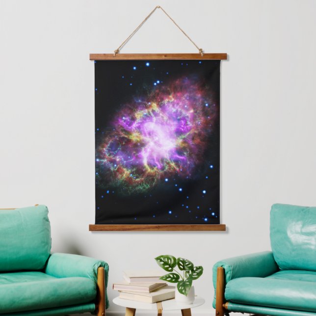 Crab Nebula Supernova Remnant Hubble Composite Hanging Tapestry (Living Room)