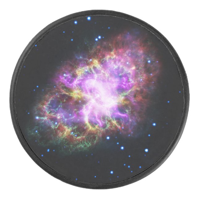 Crab Nebula Supernova Remnant Hubble Composite Hockey Puck (Front)