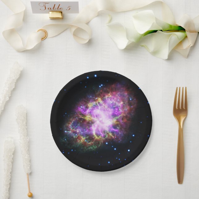 Crab Nebula Supernova Remnant Hubble Composite Paper Plate (Wedding)