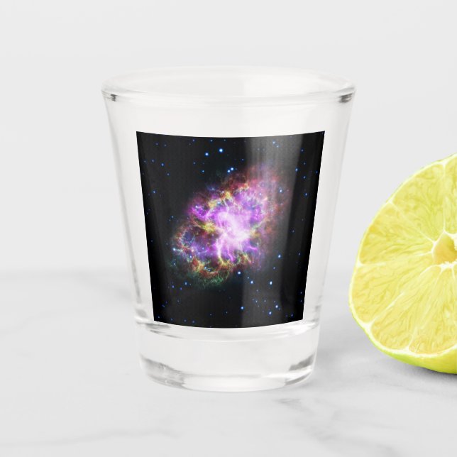 Crab Nebula Supernova Remnant Hubble Composite Shot Glass (Front)