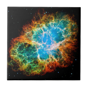 Crab Nebula Supernova Remnant Hubble Space Photo Ceramic Tile