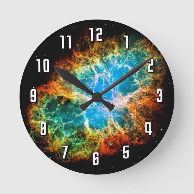 Crab Nebula Supernova Remnant Hubble Space Photo Round Clock (Front)