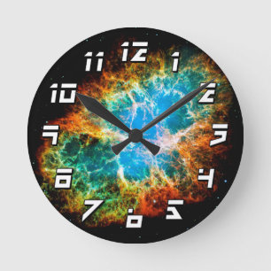Crab Nebula Supernova Remnant Hubble Space Photo Round Clock