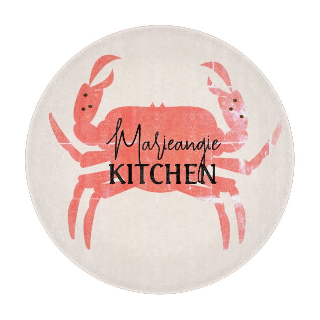 Crab Ocean Beach Sea Crustacean  Circular Cutting Board (Front)