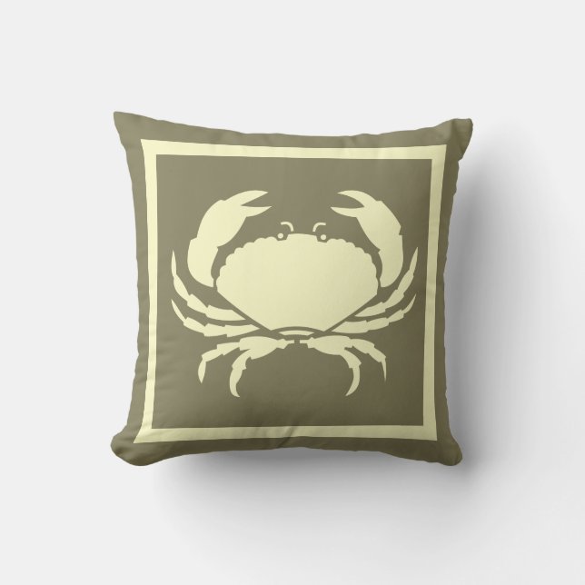 CRAB: off white cream + navy grey coloured Cushion (Front)