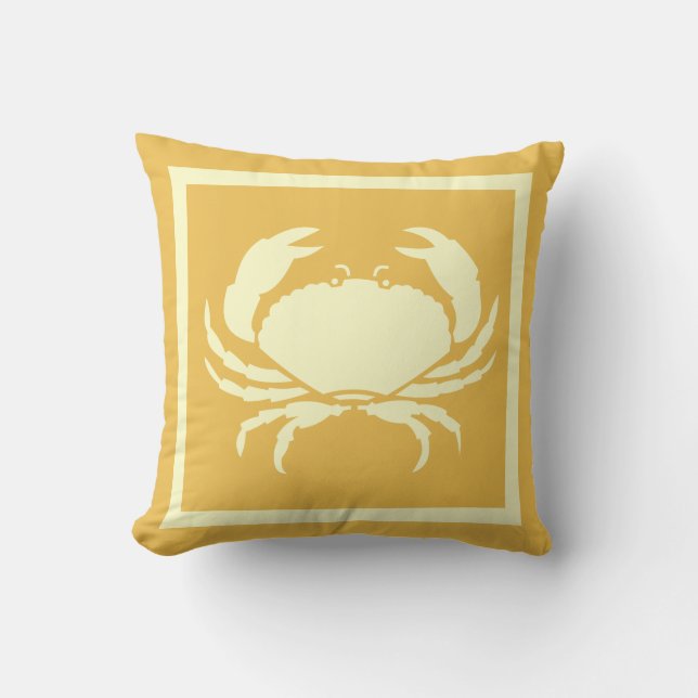 CRAB :off white cream + tan sand coloured Cushion (Front)