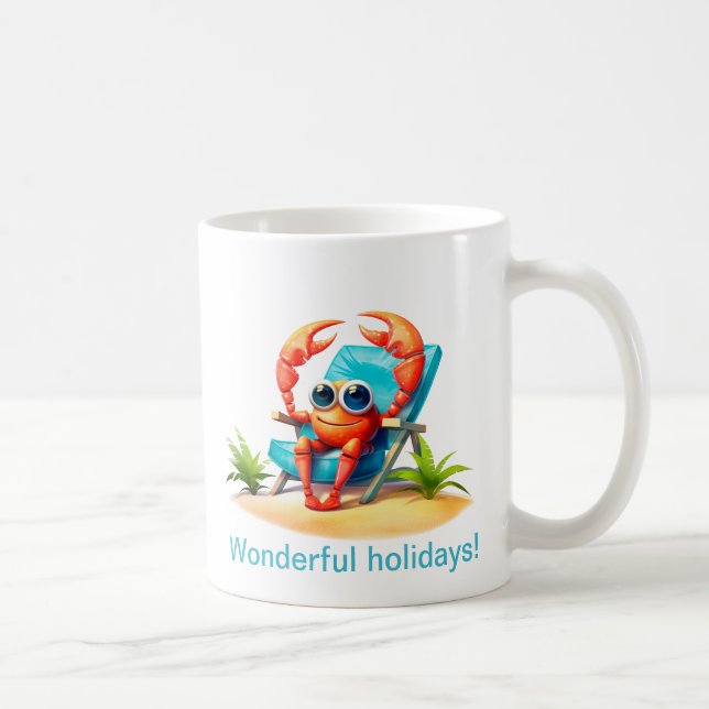 Crab on vacation coffee mug (Right)
