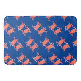 Crab Pattern Blue Shower Bath Mat