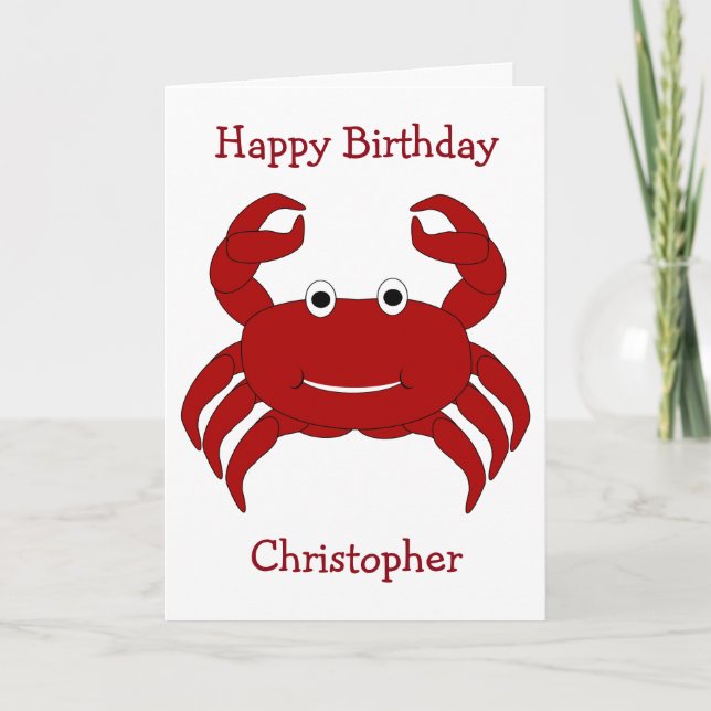 Crab Personalised Birthday Card (Front)