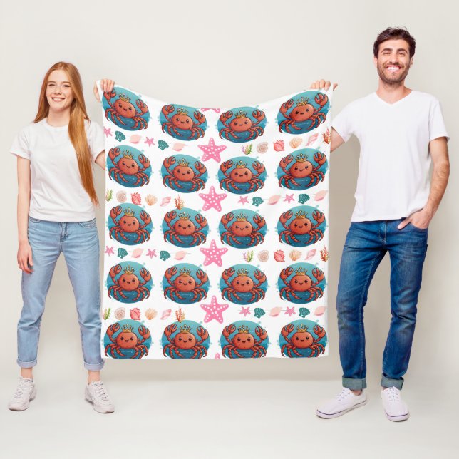 Crab Princess Pattern Fleece Blanket (In Situ)