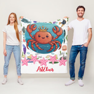 Crab Princess Print Fleece Blanket
