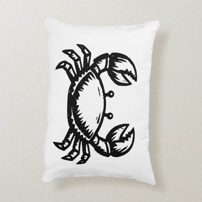 Crab print Pillow  (Back(Vertical))