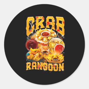 Crab Rangoon Meme Bootleg Rap Style 90s Vintage Classic Round Sticker