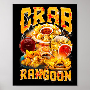 Crab Rangoon Meme Bootleg Rap Style 90s Vintage Poster