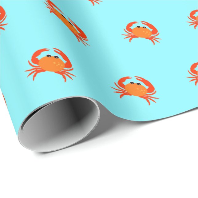 Crab red hot orange simple clean fresh  wrapping paper (Roll Corner)