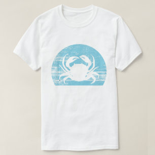 Crab Retro Vintage 60s 70s Sunset Blue T-Shirt