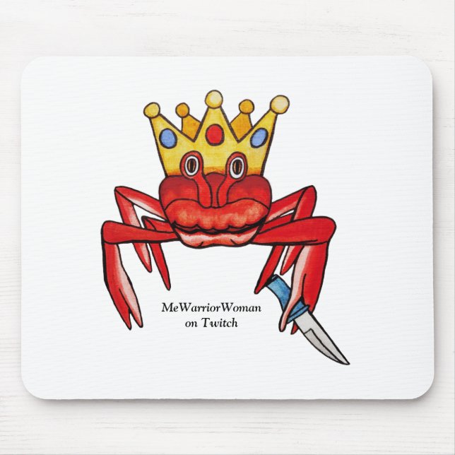 Crab Royalty with knife, MeWarriorWoman on Twitch  Mouse Pad (Front)