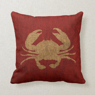 Crab Rustic Red Cushion