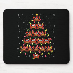 Crab Santa Christmas Tree Lights Ugly Sweater Styl Mouse Pad