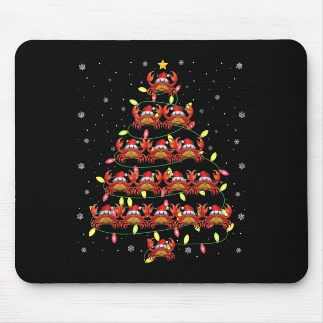 Crab Santa Christmas Tree Lights Ugly Sweater Styl Mouse Pad (Front)