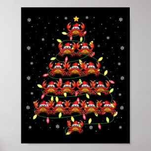 Crab Santa Christmas Tree Lights Ugly Sweater Styl Poster