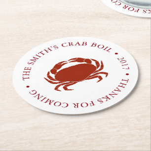 Crab   Seafood Boil Customised Round Paper Coaster