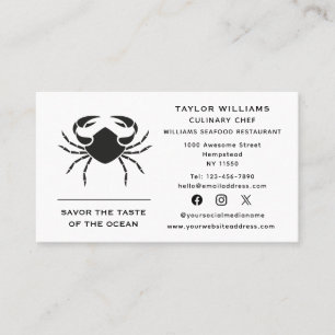 Crab Seafood Coastal Ocean Resturant Social Media Business Card