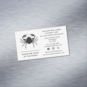 Crab Seafood Coastal Ocean Resturant Social Media Magnetic Business Card