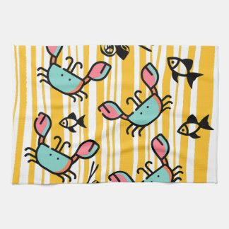 Crab Seafood Fish Pattern  Tea Towel