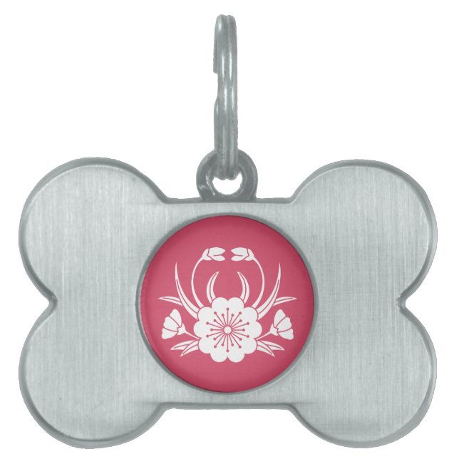 Crab-shaped cherry blossom pet ID tag (Front)