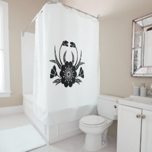 Crab-shaped cherry blossom shower curtain