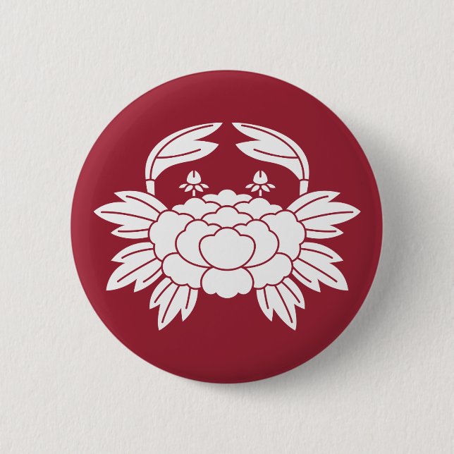 Crab-shaped peony 6 cm round badge (Front)