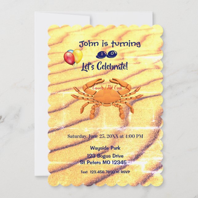 Crab Sign Birthday Cancer (June 21 – July 22) Invitation (Front)