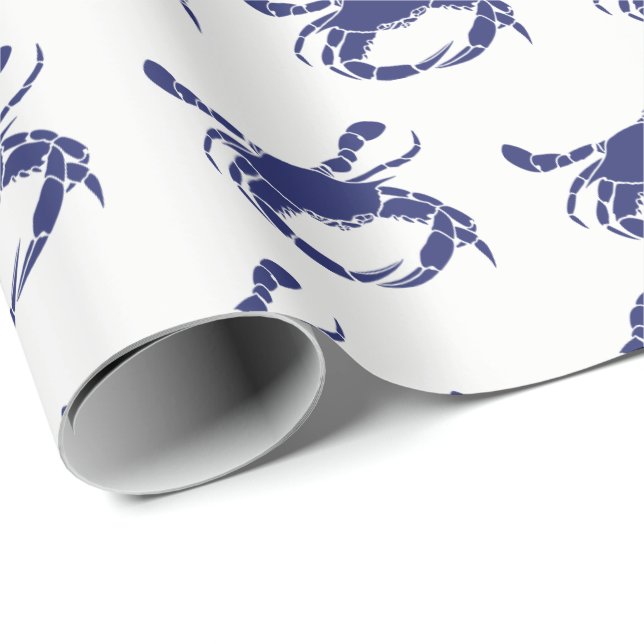 Crab Silhouette #1 Drawing Blue Wrapping Paper (Roll Corner)