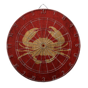 Crab Silhouette in Rustic Red Burlap Look Dartboard