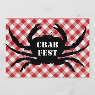 Crab Silo on Red & White Checked Cloth Crab Fest Invitation